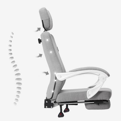 170° Recline Linen Swivel Office Chair With Footrest