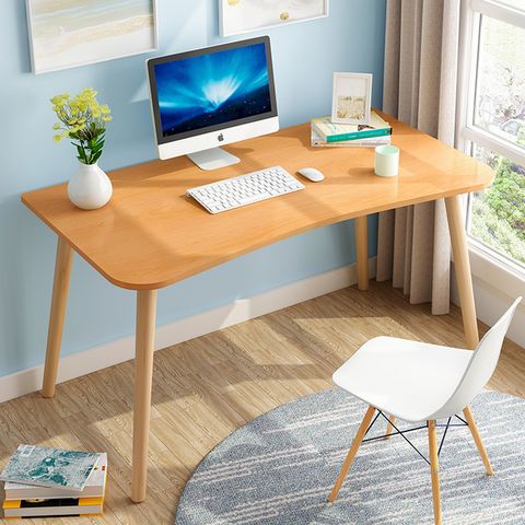 Curvy Modern Study Desk With Wood Legs