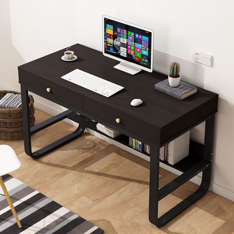 Steel Frame 2-Drawer Study Desk With Shelf