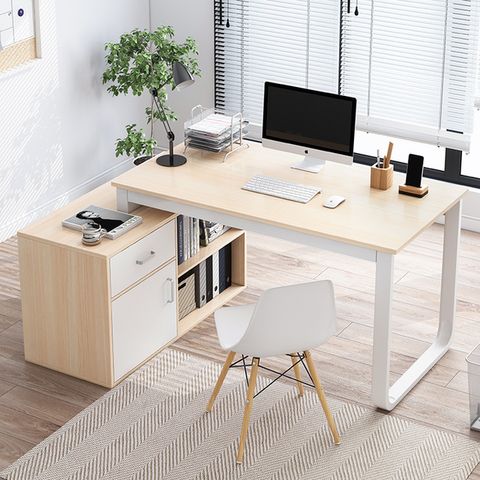 Small L-Shaped Corner Desk With Multifunctional Storage