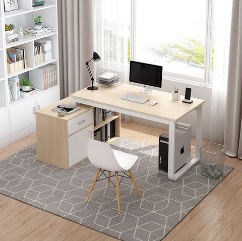 Small L-Shaped Corner Desk With Multifunctional Storage