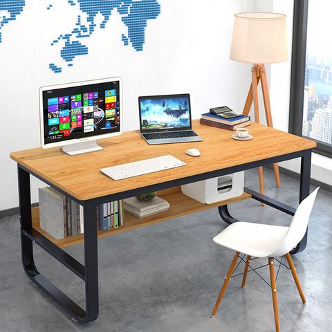 Metal Frame Desk With Bookshelf