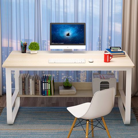 Metal Frame Desk With Bookshelf
