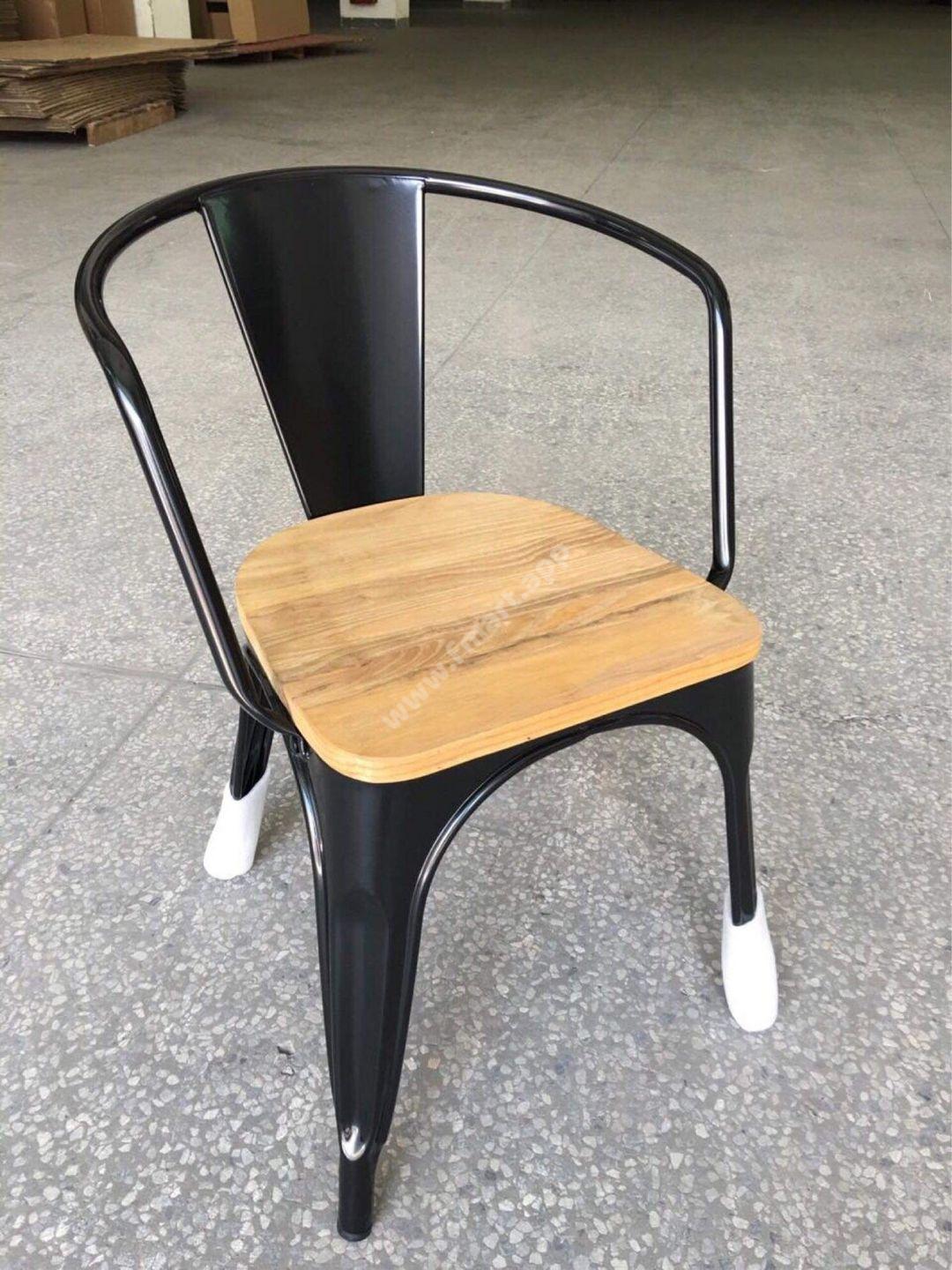 Iron Dining Chair With Wood Seat
