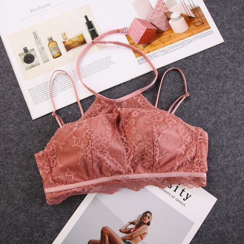 Two-in-One Wireless Bra Set With Halter Neck Lace Cover