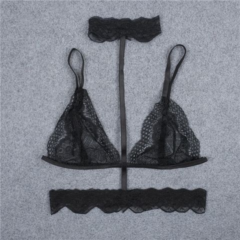 Scallop Edge Sheer Lace Bralette With Choker