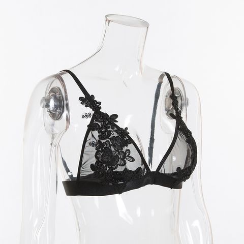 Embroidered Sheer Mesh Bralette