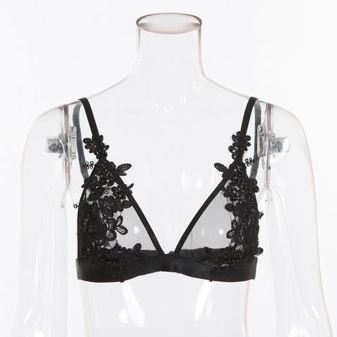 Embroidered Sheer Mesh Bralette
