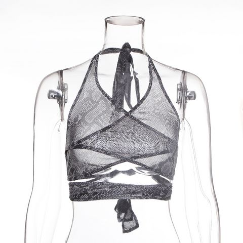 Snake Print Wrap Crop Top