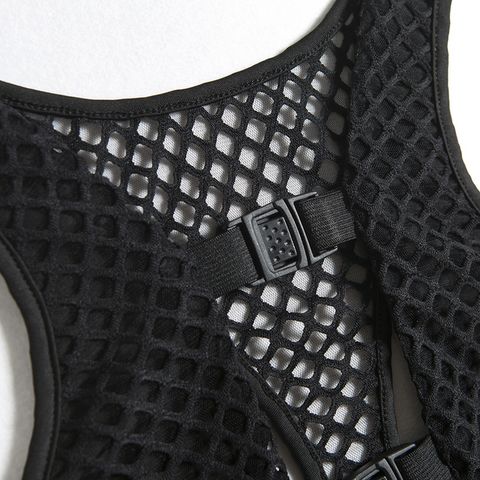 Racer Back Fishnet Sport Bralette With Buckle Closures