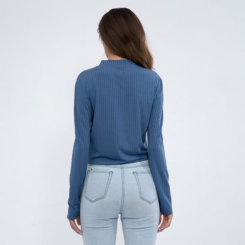 Button-Front Long Sleeve Crop Top