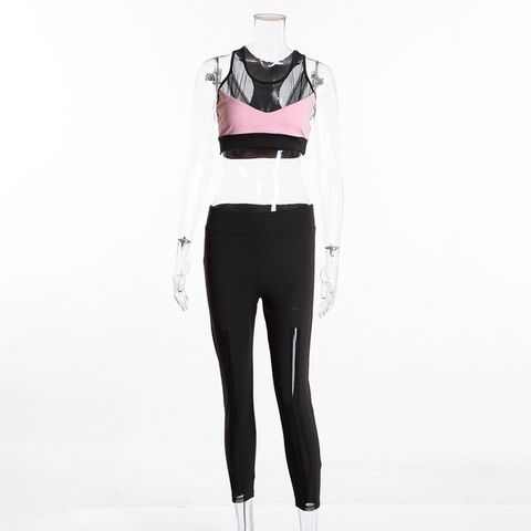 Raceback Mesh Splicing Sports Bra & Leggings