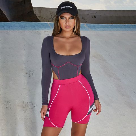 Reflective-Trim High Rise Bike Shorts