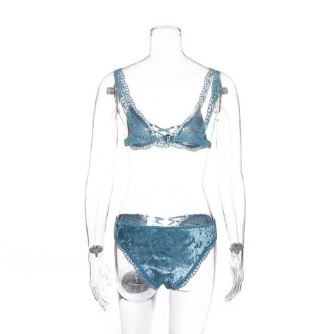 Cross Straps Velvet Bralette Set