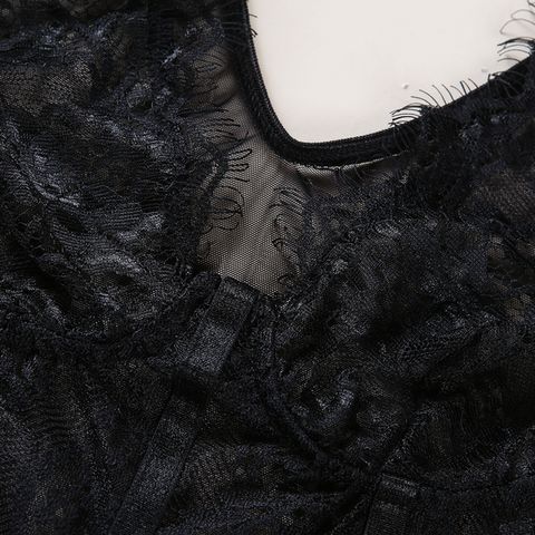 Wide Strap Floral Lace Bodysuit