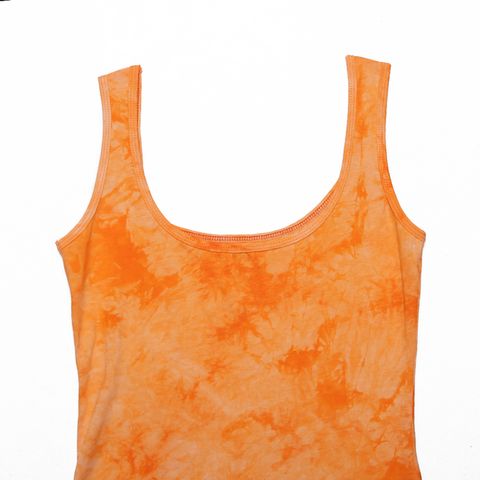 Tie-Dye Print Wide Straps U Neck Mini Dress