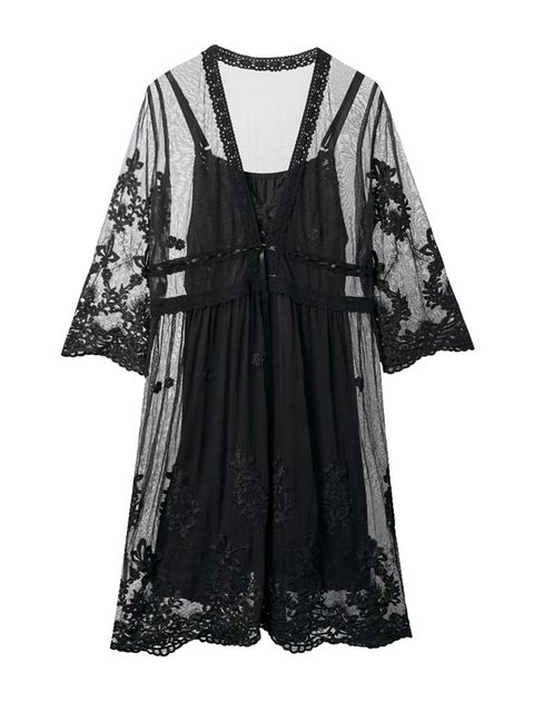 Floral Embroidered Sling Nightdress & Robe Set