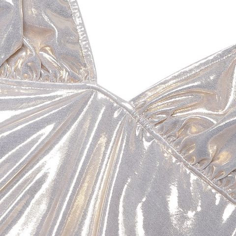 Shiny Ruched Dress With Transparent Straps